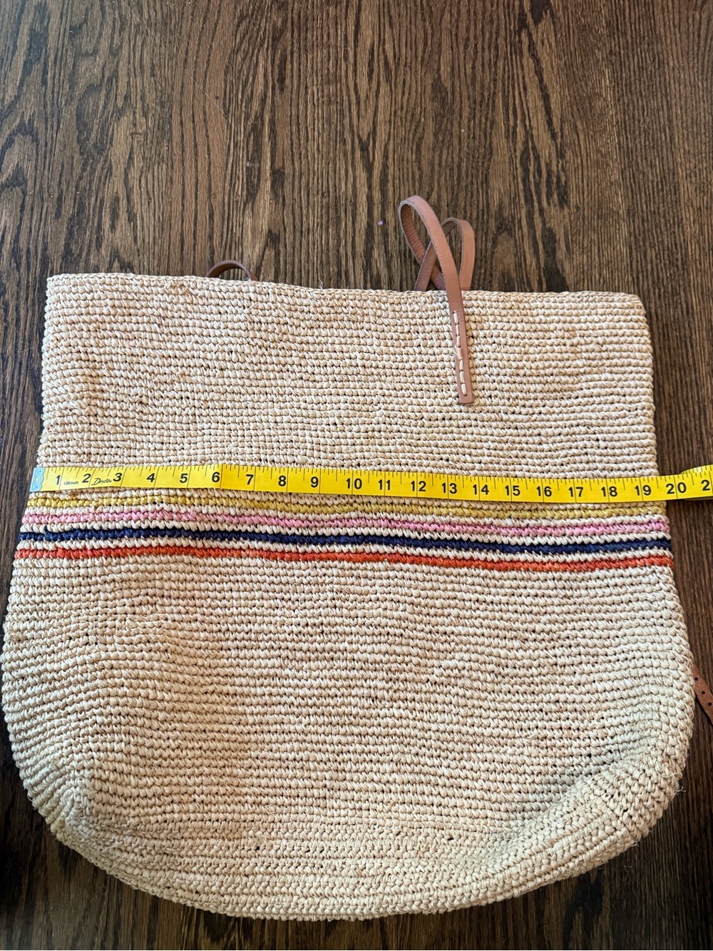 Velvet by Graham and Spencer Woven Straw Tote Bag with Multicolor Stripe Ez Fix - Picture 8 of 11